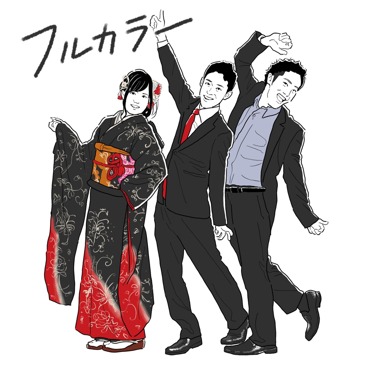 ステッカーにしたい！シンプル線画似顔絵お描きします 2名まで基本料金！服装ポーズ変更OK！記念日、プレゼントに◯ イメージ4