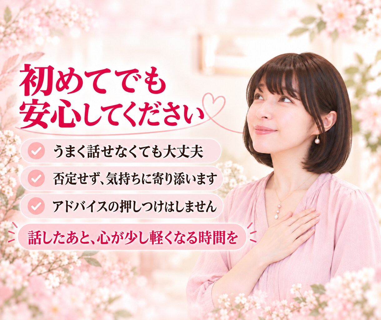 寂しい時、誰かと話したいとき、看護師が寄り添います 愚痴・恋愛の悩み・仕事・眠れない夜否定せず優しく寄り添います イメージ4