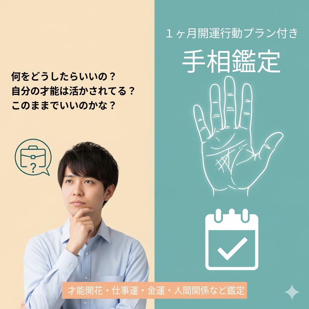 あなたの手相を鑑定いたします 【仕事・転職・才能の壁を破る】1ヶ月行動プラン付き手相鑑定 イメージ1