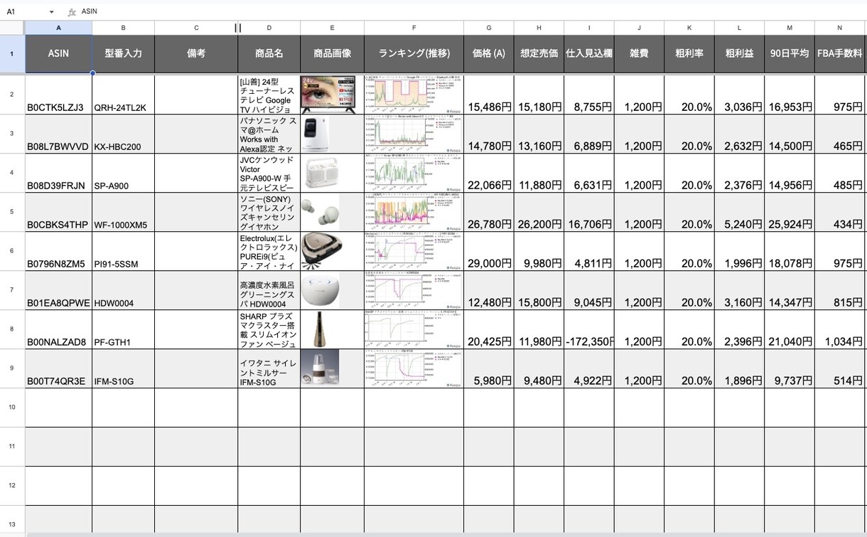 新品せどりのASIN管理が楽になります 毎回の面倒な利益計算はこれでおしまい！ASIN管理シート イメージ2