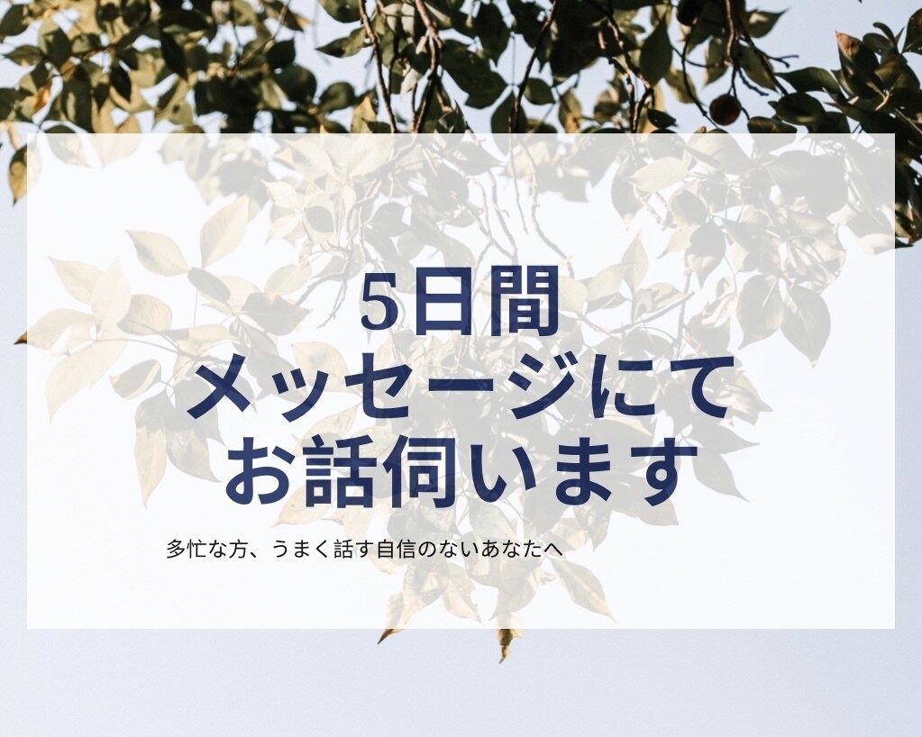 5日間メッセージでお話を伺います ゆっくり話す時間が無い方、うまく話す自信が無いあなたへ イメージ1