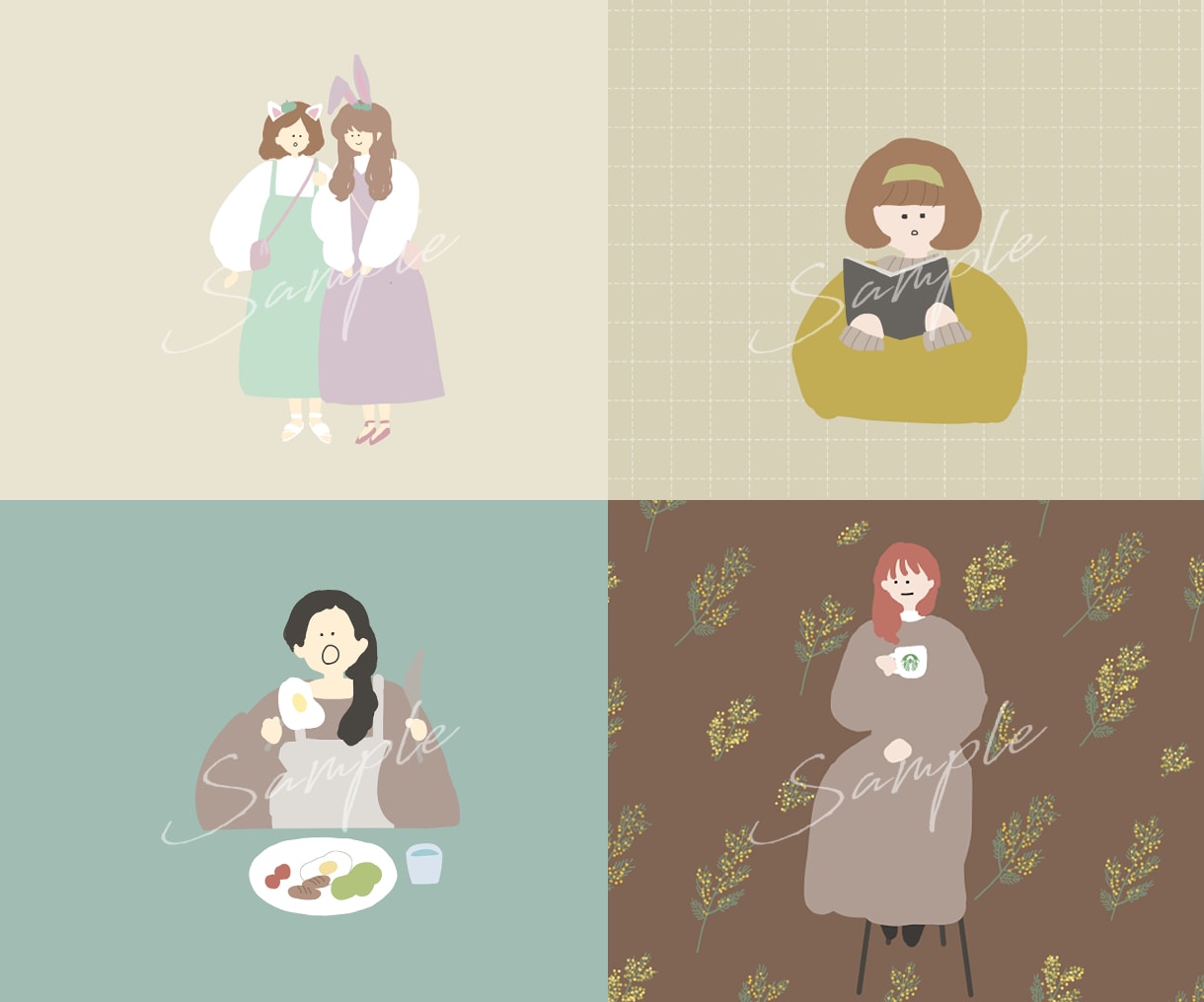 韓国っぽいシンプルアイコンイラストをお描きします SNS・ブログ・YouTube・プロフィールアイコンに୨♥୧ イメージ3