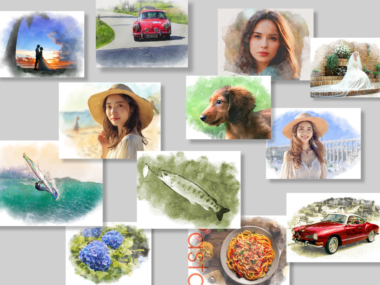 お手持ちの画像を水彩画風にいたします 大切な人、ペットなど、画像を水彩画風の似顔絵にいたします。 イメージ1