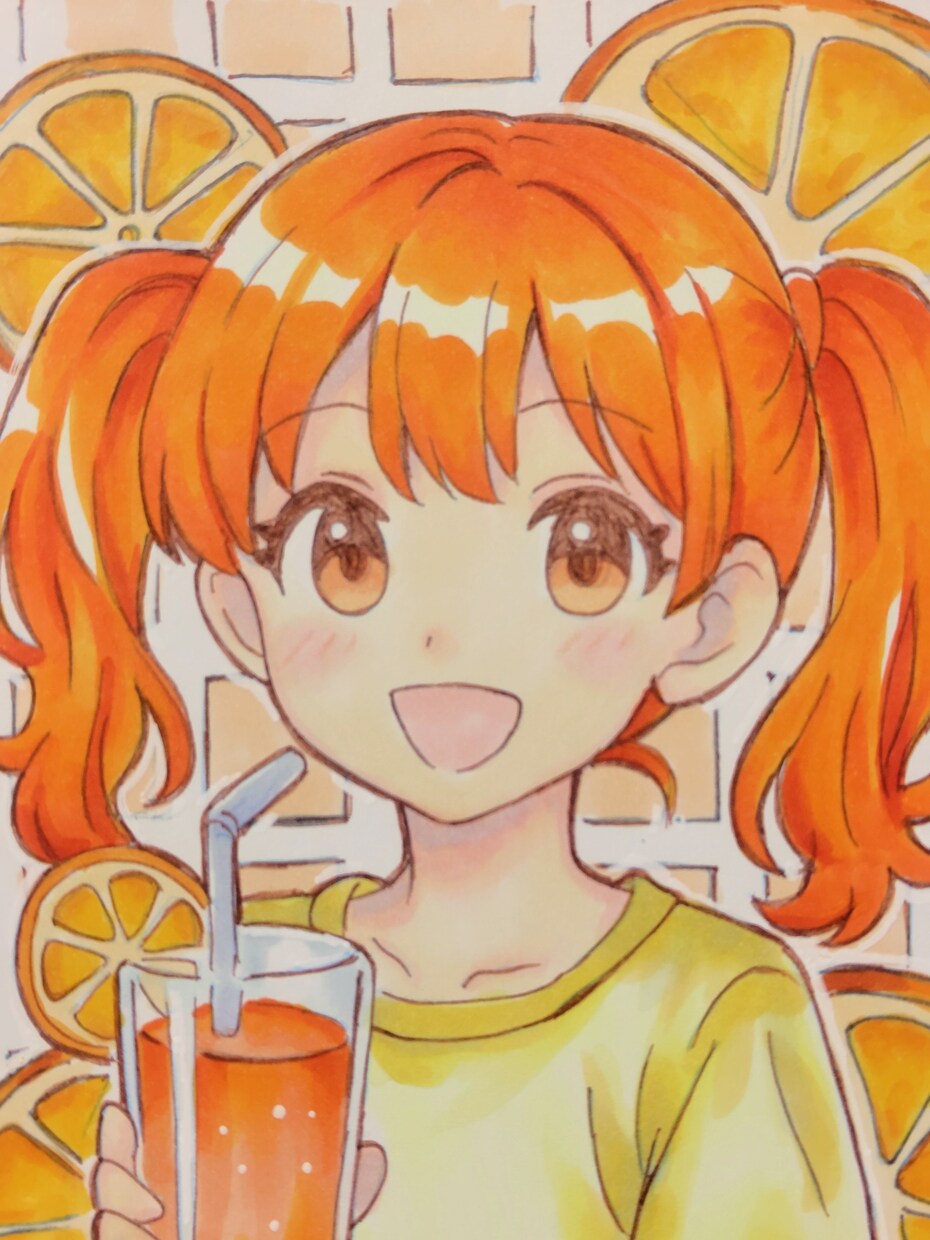 コピックでふんわり可愛い女の子を描きます 手描きの温かさを大切に仕上げるアナログ作品です イメージ1