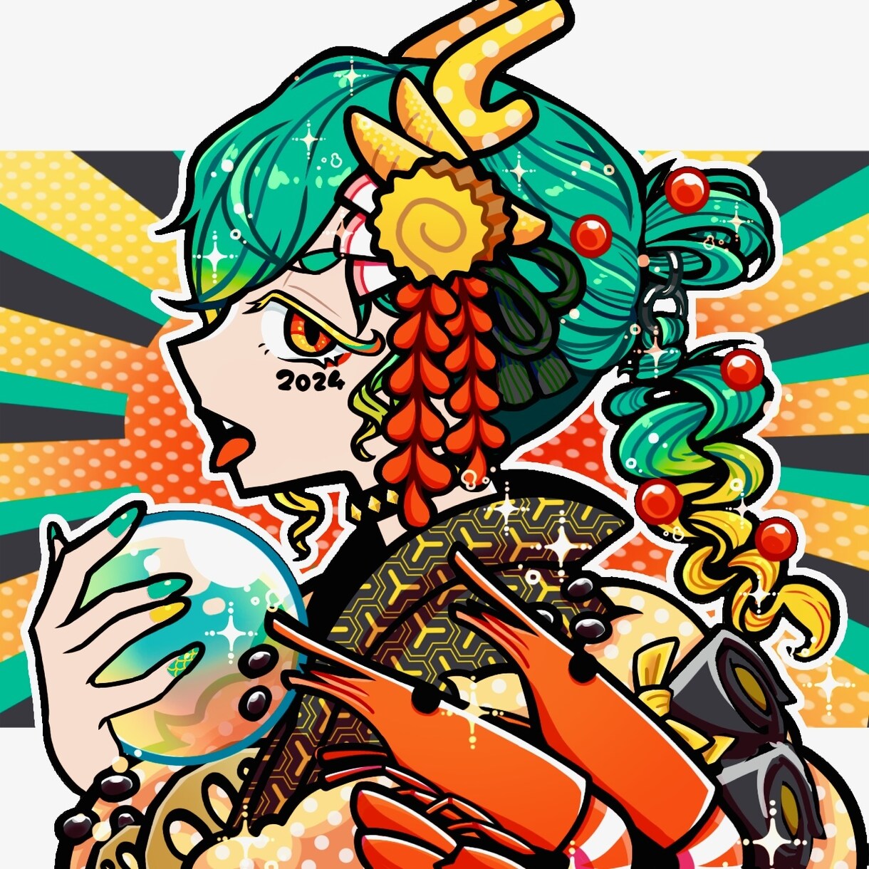 横顔専門！ポップで映えるSNSアイコン描きます お好きな小物×エモい横顔を一画面に詰め込んだアイコンです！ イメージ6