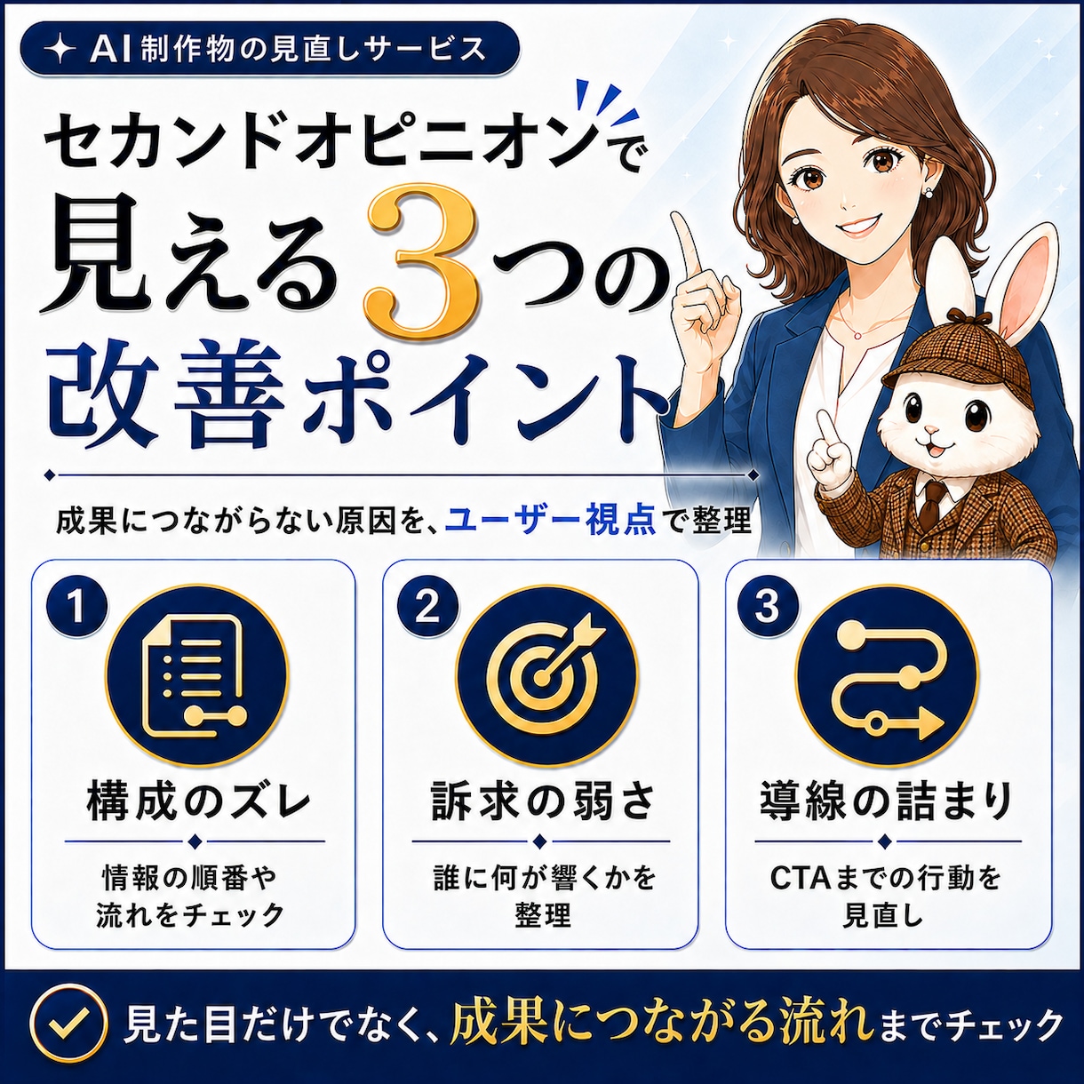 AIポン出し画像・LPの改善点を診断します AIで生成した画像が成果にならない・診断形式で見える化します イメージ3