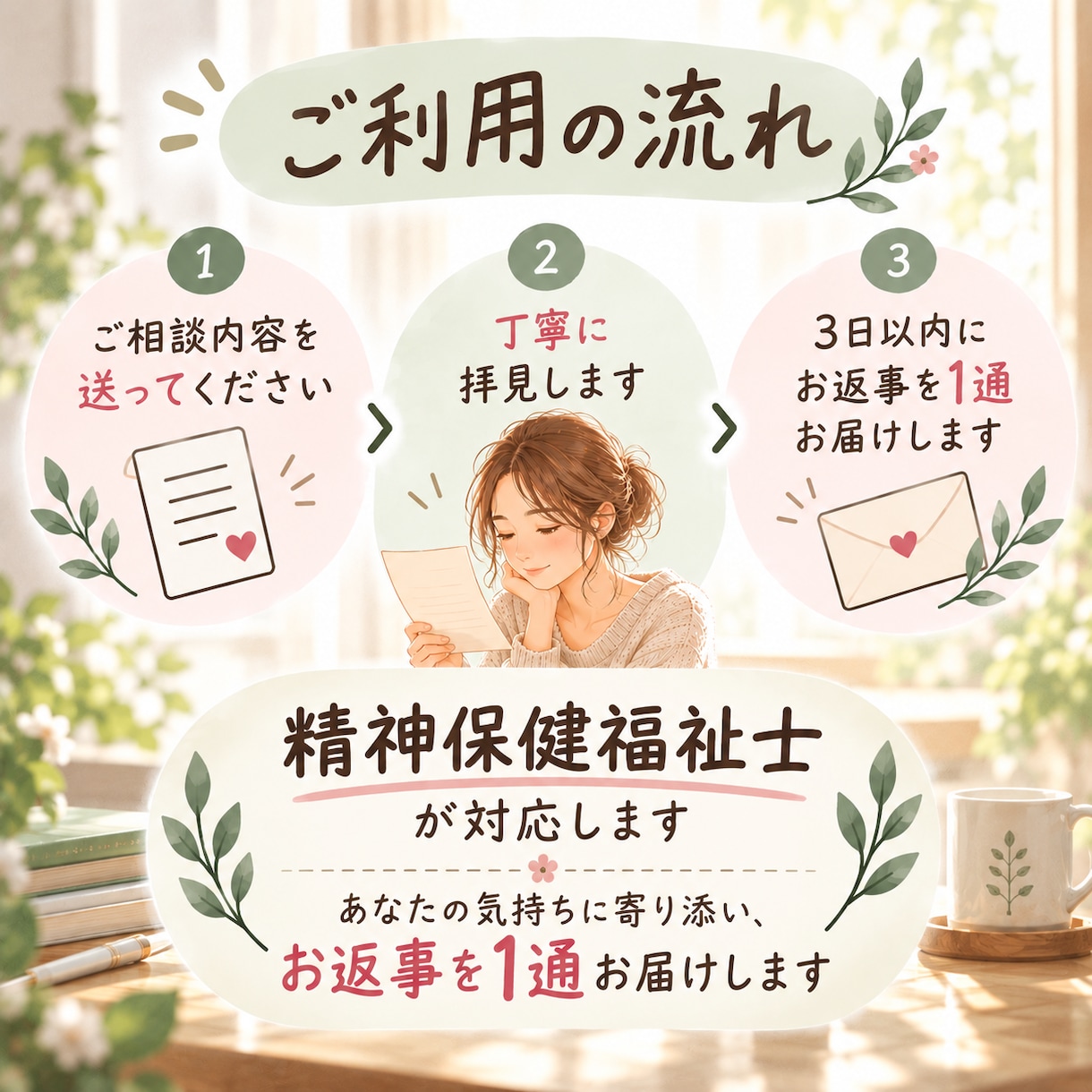 生きづらさや心の悩みに、丁寧にお返事します 精神保健福祉士として、経験者として。その気持ちに寄り添います イメージ2