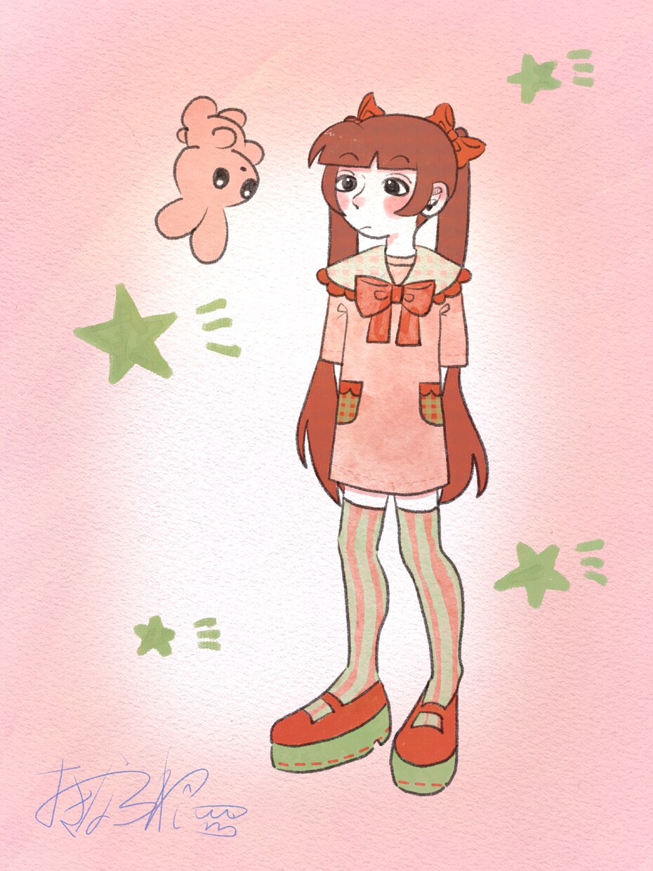 やさしいツートンカラーイラスト描きます 人物1人または動物1匹｜配色指定・おまかせOK イメージ5