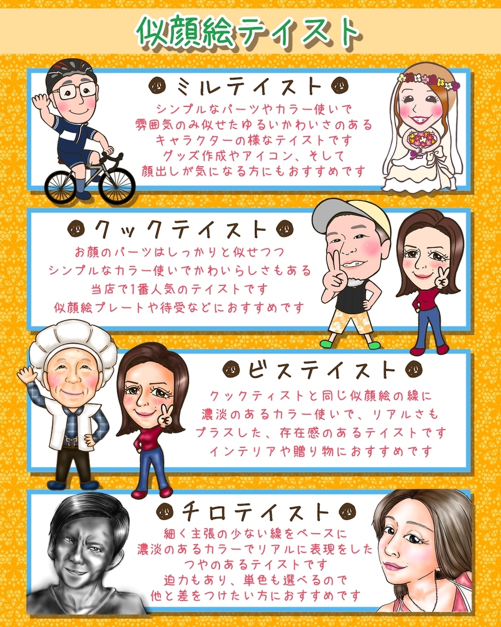 誕生日ケーキに飾れるオーダー似顔絵を制作します ケーキに飾ってサプライズ、その後記念にずっと残せる似顔絵です イメージ3