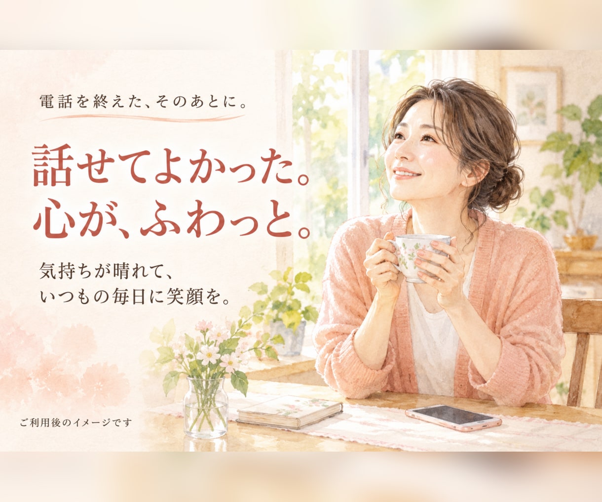 心地よい雑談で心のデトックスをお手伝いします 日々の忙しさやモヤモヤを忘れて、ホッと一息つける場所です。 イメージ2