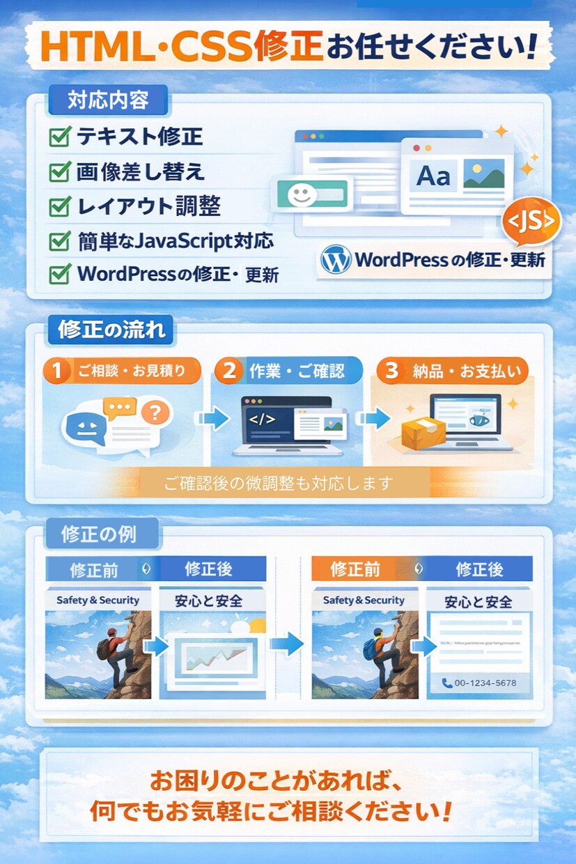 Webサイトの修正・更新対応します 小さな修正も丁寧・迅速に対応します イメージ2